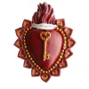 KEY FOUND LOVE RED AND GOLD CERAMIC HEART