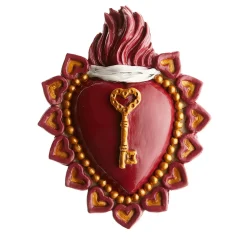 KEY FOUND LOVE RED AND GOLD CERAMIC HEART