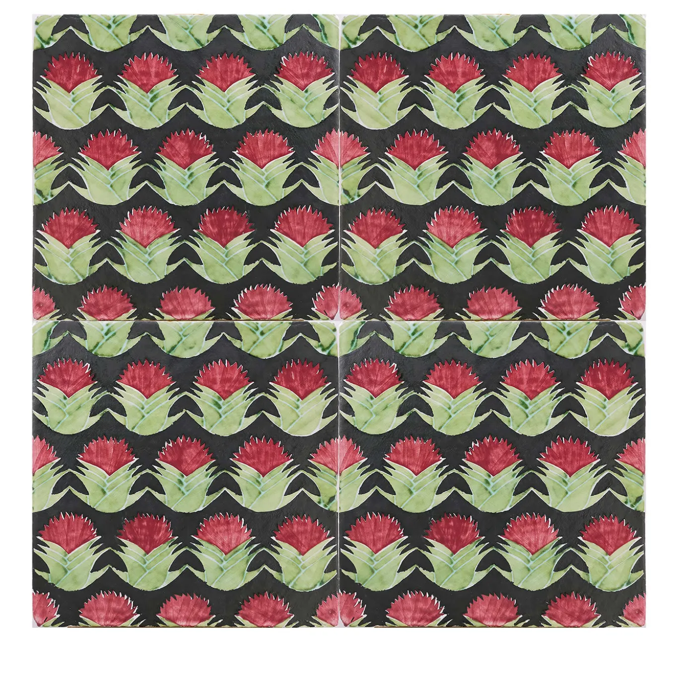 Kimeya Cardo Green Set of 4 Tiles by Vincenzo Messina