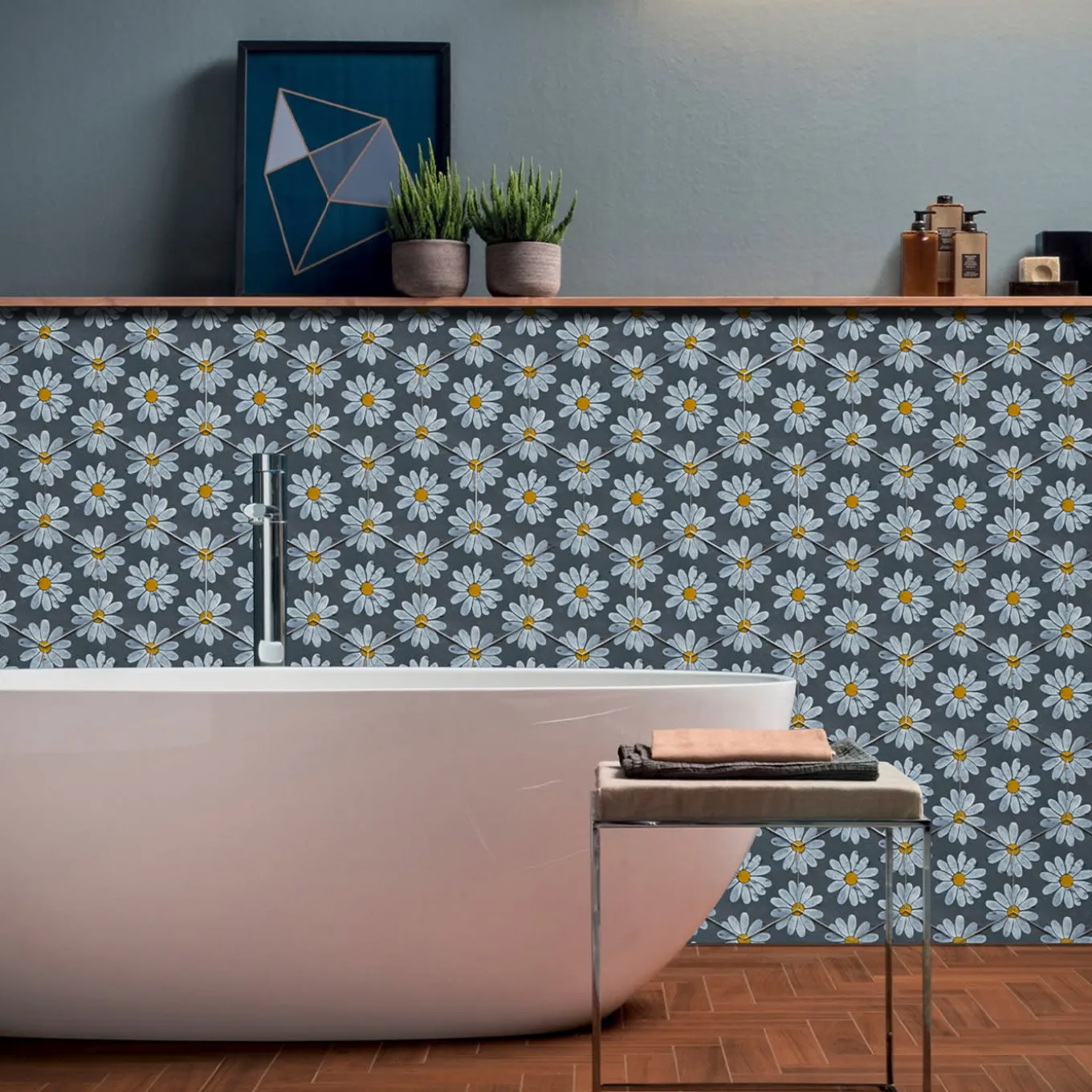 Kimeya Margherita Gray Set of 4 Tiles by Vincenzo Messina