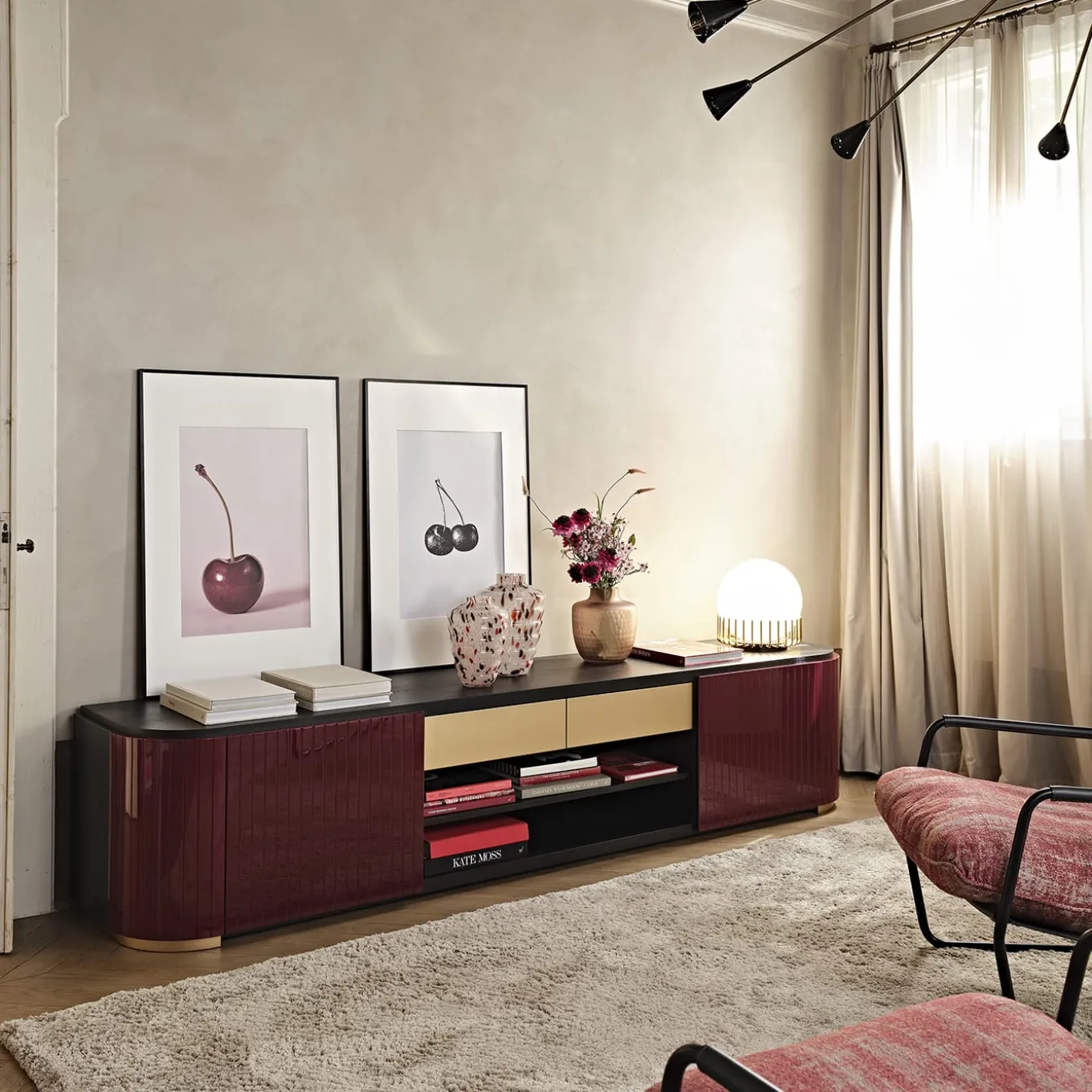 Kota Amaranth & Moka-Finished Ash TV Stand