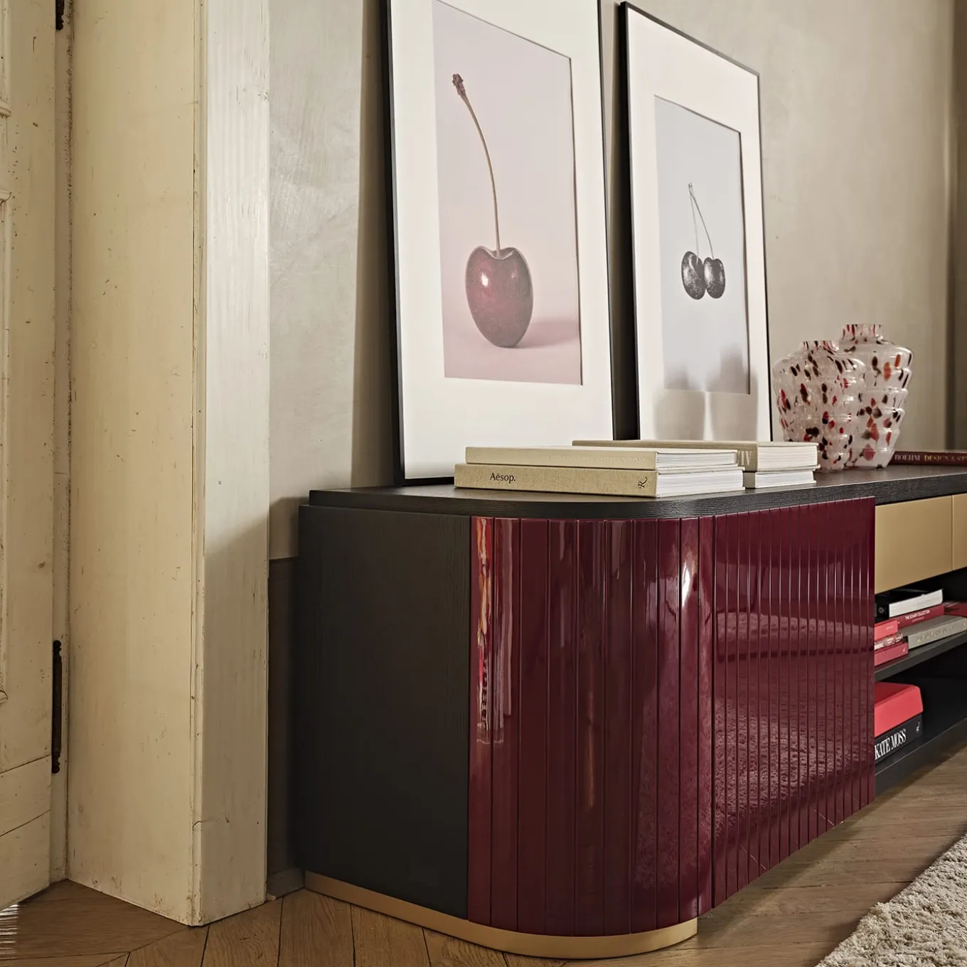 Kota Amaranth & Moka-Finished Ash TV Stand