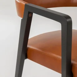 Kris Black Dyed Ash Chair with Leather Seat