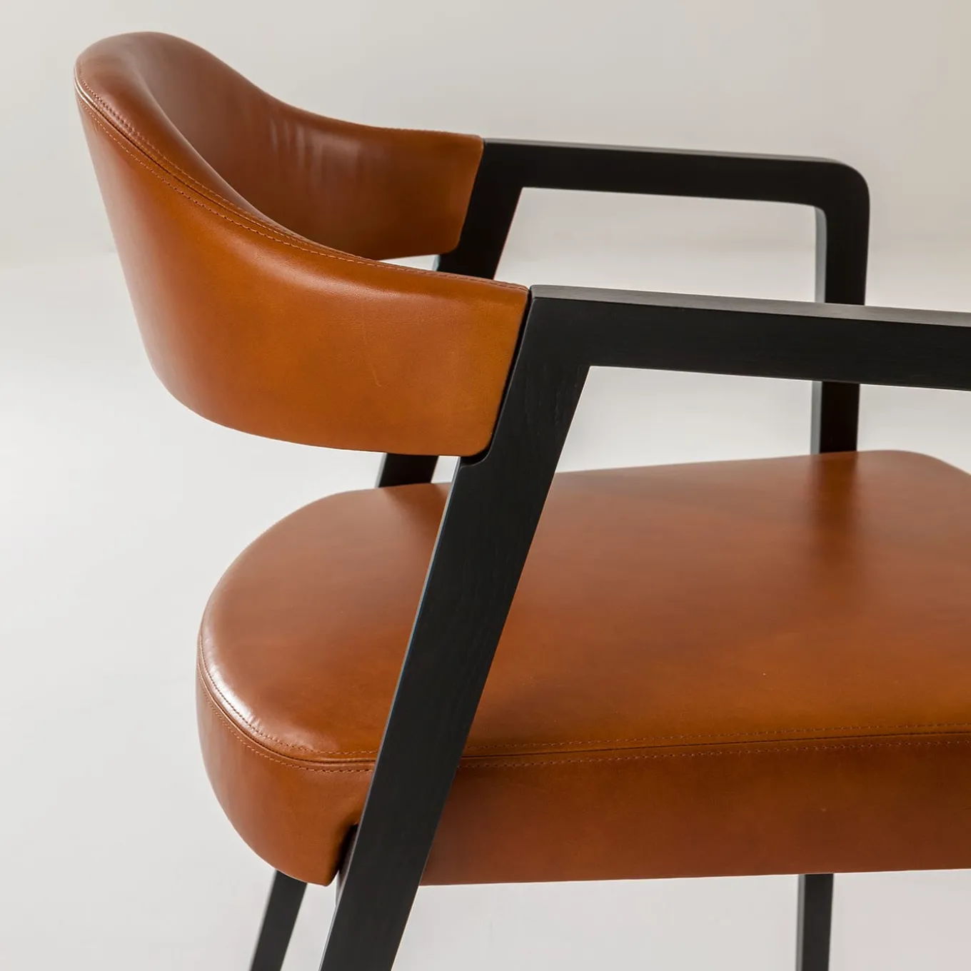 Kris Black Dyed Ash Chair with Leather Seat