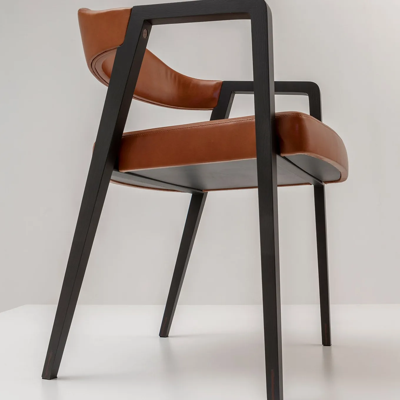 Kris Black Dyed Ash Chair with Leather Seat