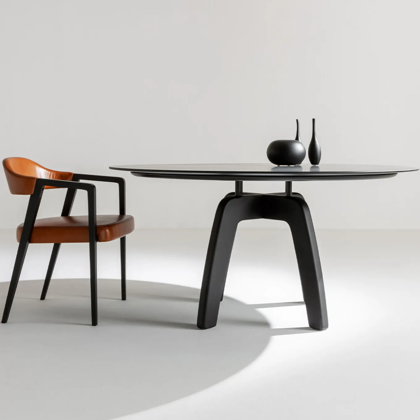 Kris Black Dyed Ash Chair with Leather Seat