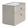 Kube Taupe leather Bedside Table