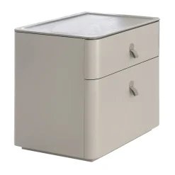 Kube Taupe leather Bedside Table