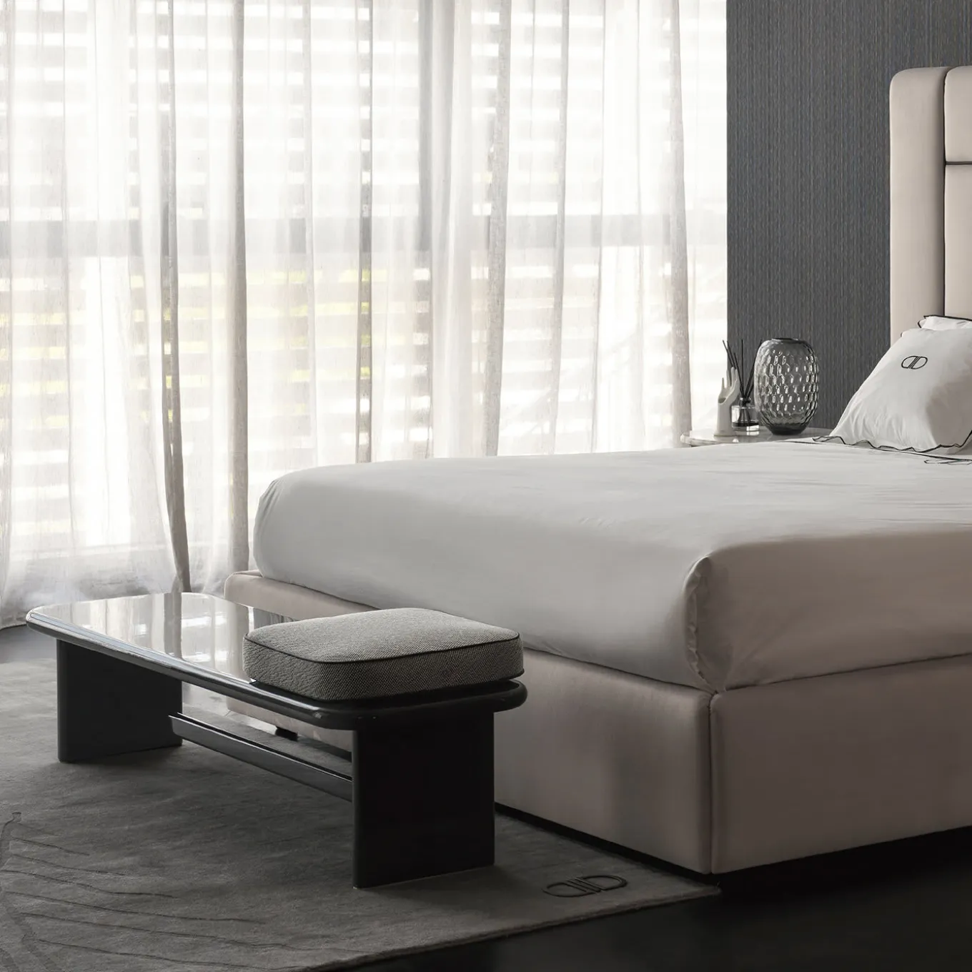 Kurger Bench with Gray Cushion by Dainellistudio