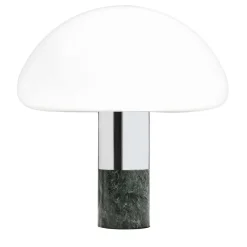 K&W Chrome and Green Marble Table Lamp