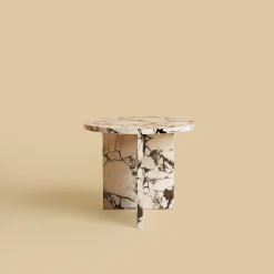 Kyushu Side Table in Calacatta Violet Marble