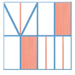 La Facciata Geometric Motif Coral and Blue Ceramic Tile