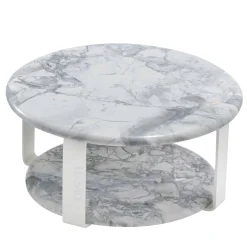 La Greca Small Round Super White Marble Outdoor Coffee Table