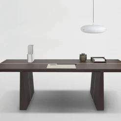 La Linea Brown Leather Desk/Dining Table