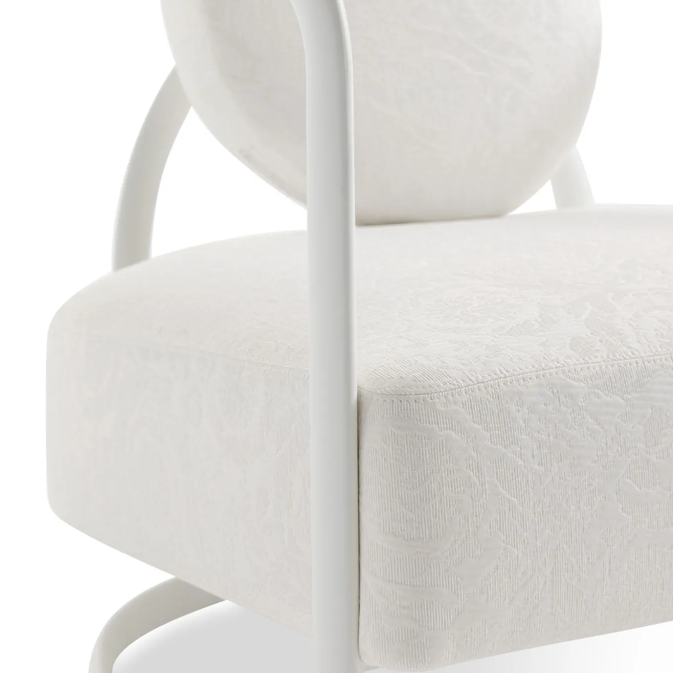 La Medusa Round White Soft Touch Metal Outdoor Armchair