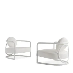 La Medusa Round White Soft Touch Metal Outdoor Armchair