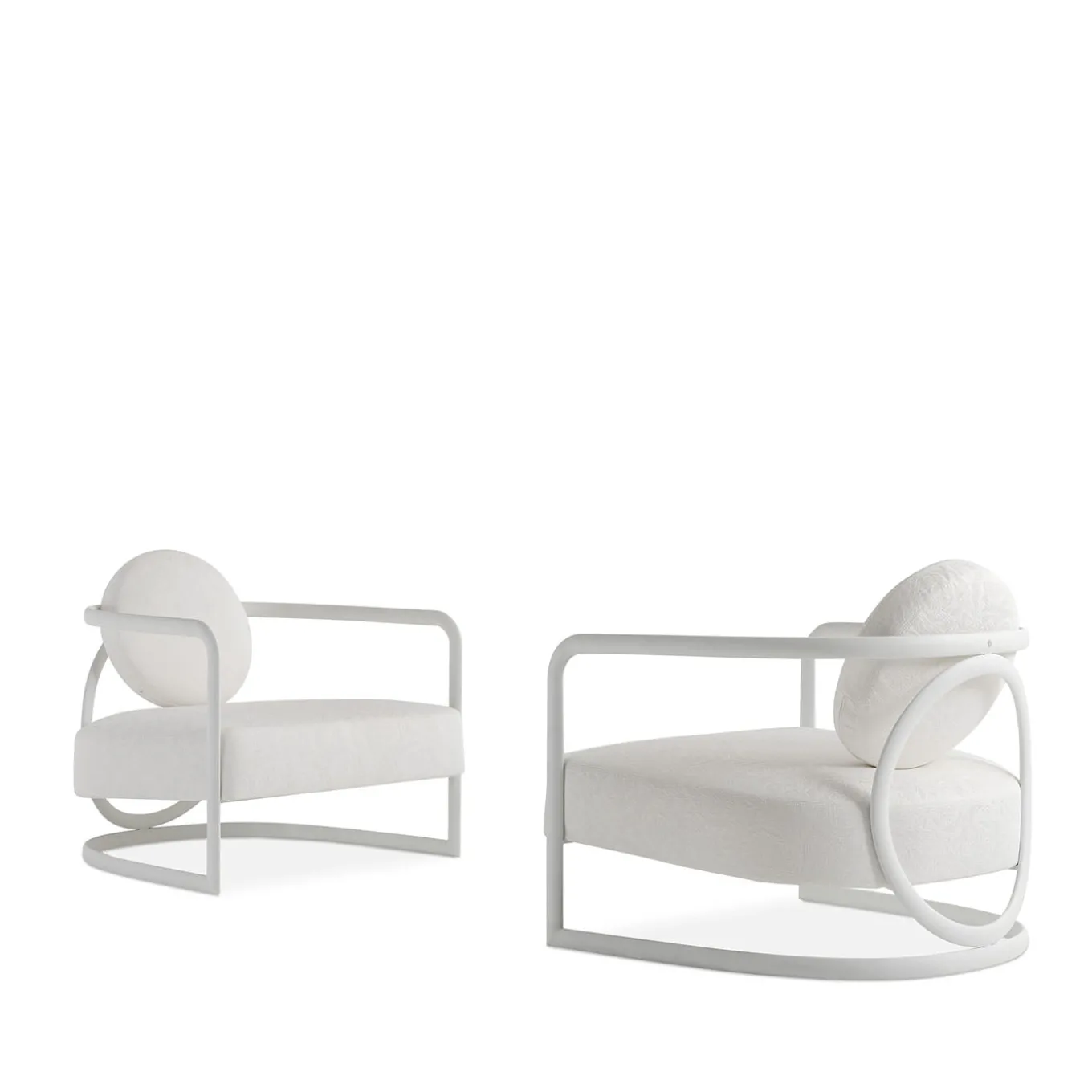La Medusa Round White Soft Touch Metal Outdoor Armchair