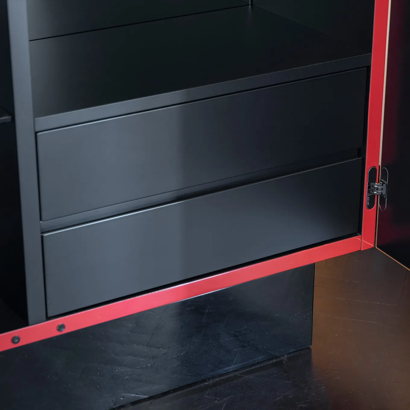La Roue Black and Red Cabinet