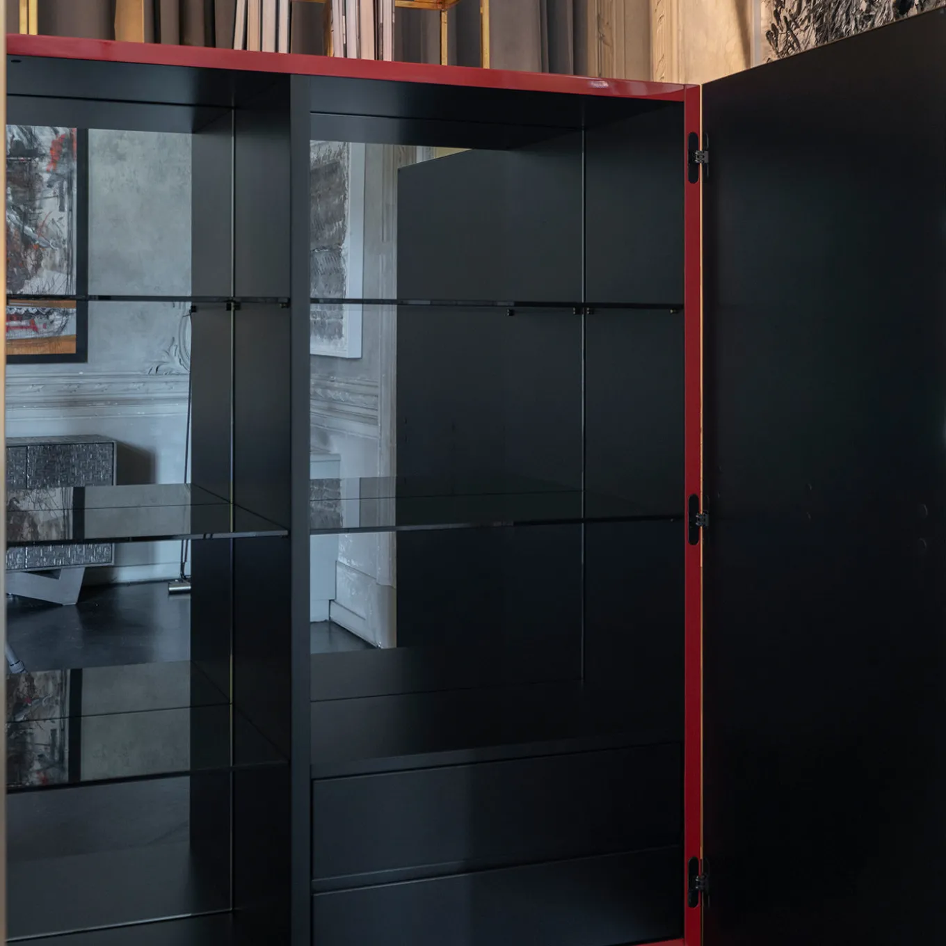 La Roue Black and Red Cabinet
