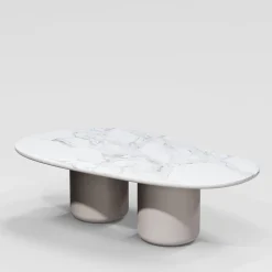 Laghi II Carrara Marble & Glossy wood Dining Table by Artefatto Design Studio