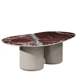 Laghi II Rosso levanto Marble & tortora matte wood Dining Table by Artefatto Design Studio