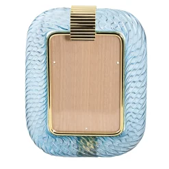 Laguna Light Blue Twisted Glass with Glossy Brass Structure Frame