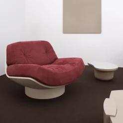 Lalea Red nabuk & white leather Lounge Chair by Artefatto Design Studio