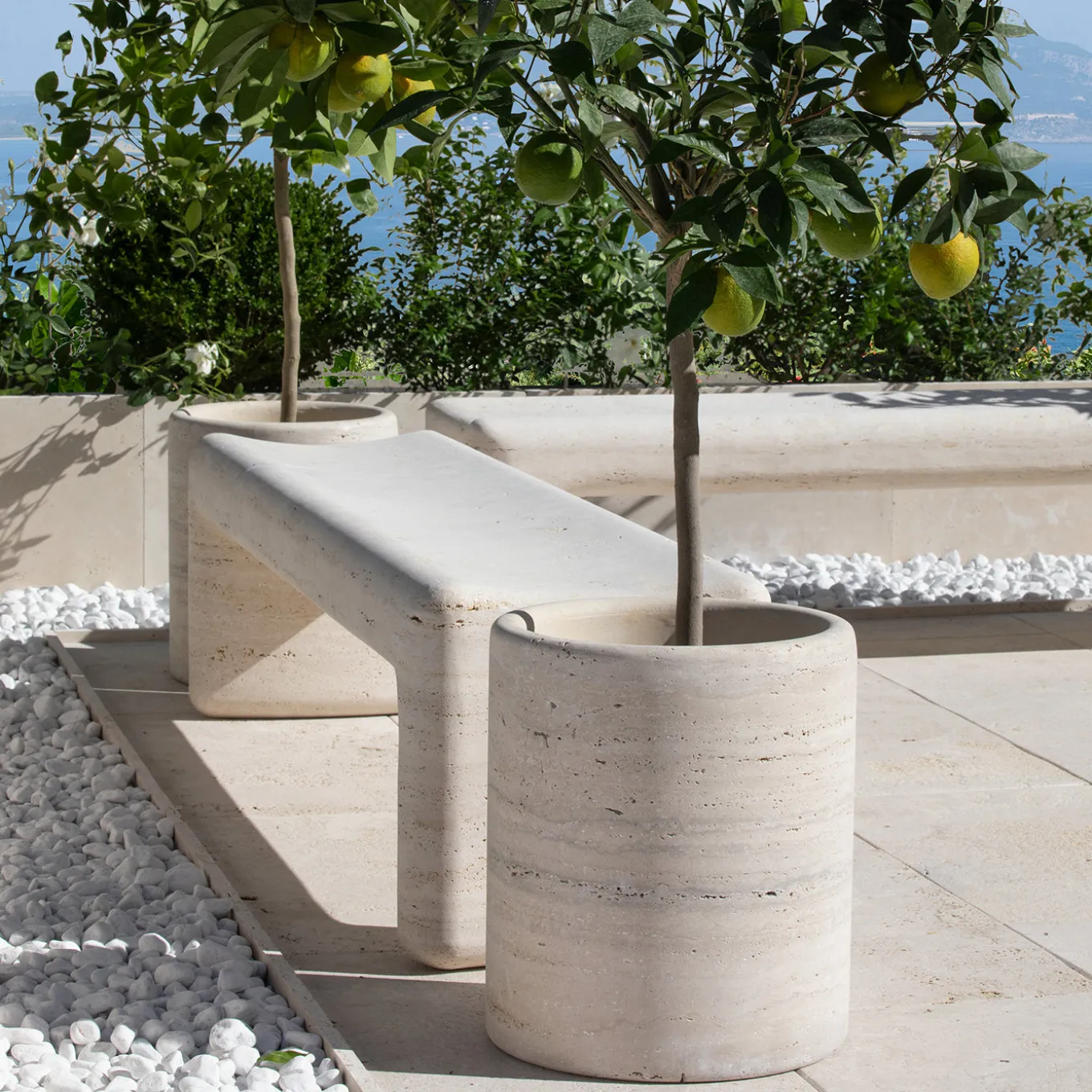 Lapis Travertine Vase Holder