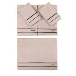Large Bath Towel Set - Black and Beige