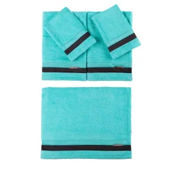Large Bath Towel Set - Teal and Black