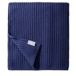 Large Blue Brioche Stitch Cashmere Blanket #1