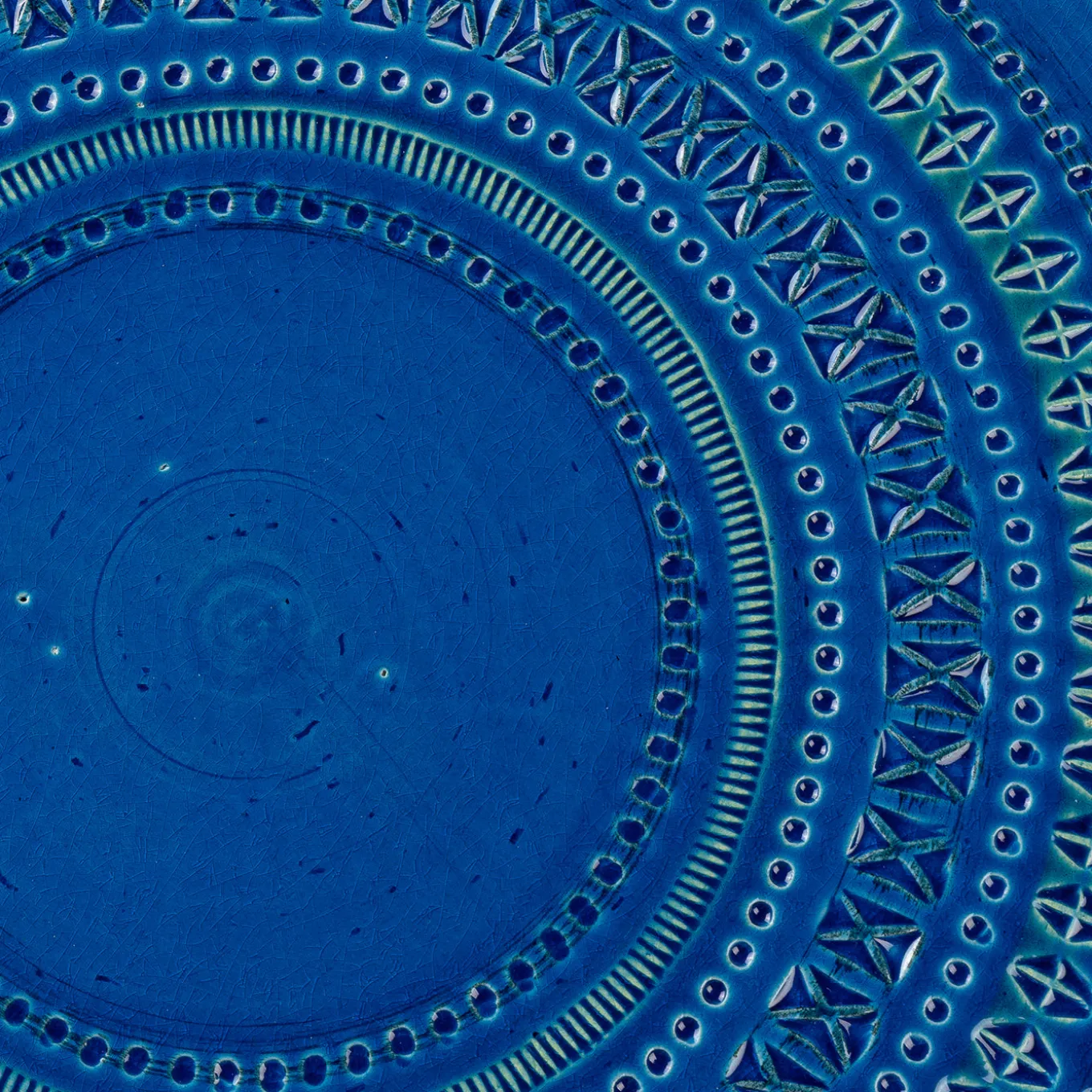 Large Blue Decorative Plate by Aldo Londi