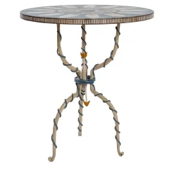 Large Canaletto Round Multicolor Floral Motif Bistro Table