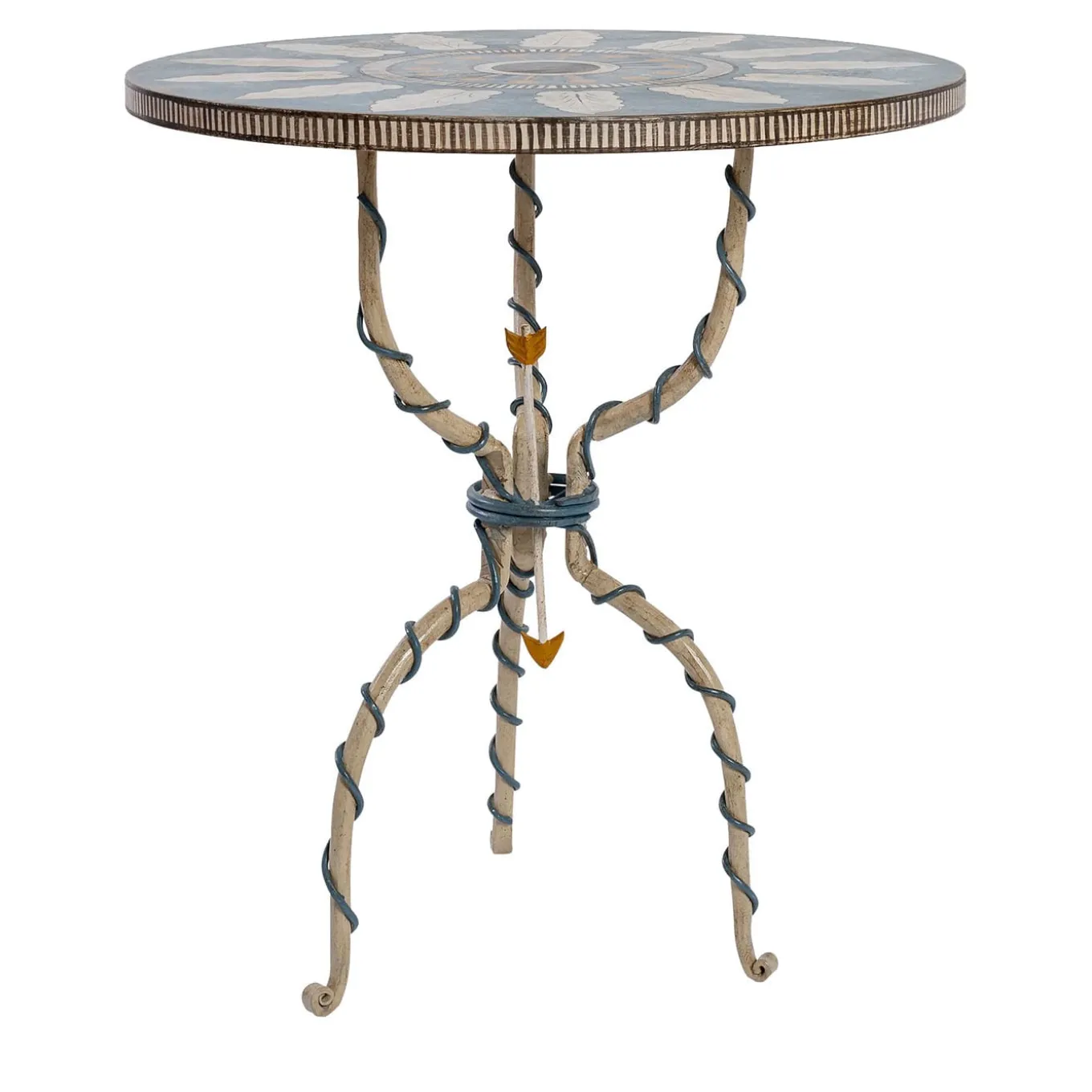 Large Canaletto Round Multicolor Floral Motif Bistro Table