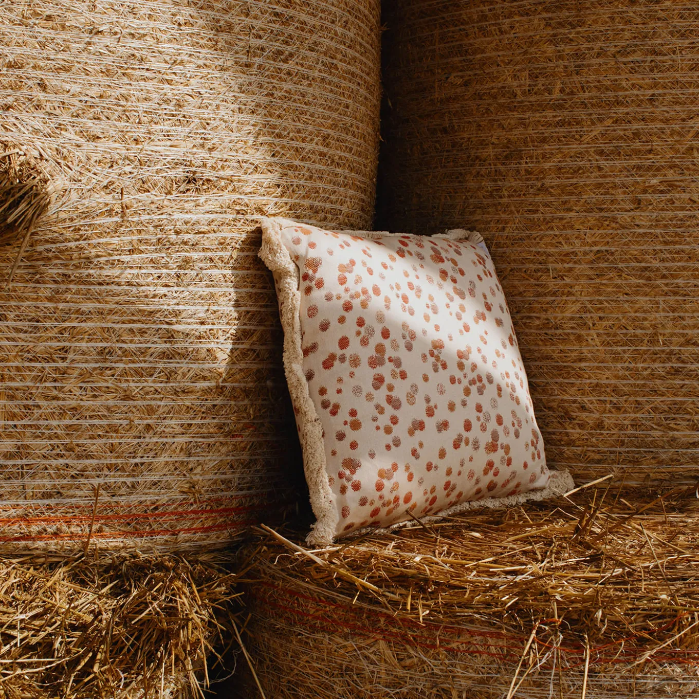 Large Caramel and Brown Fringed Cushion