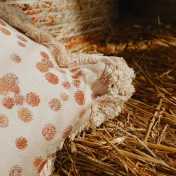 Large Caramel and Brown Fringed Cushion