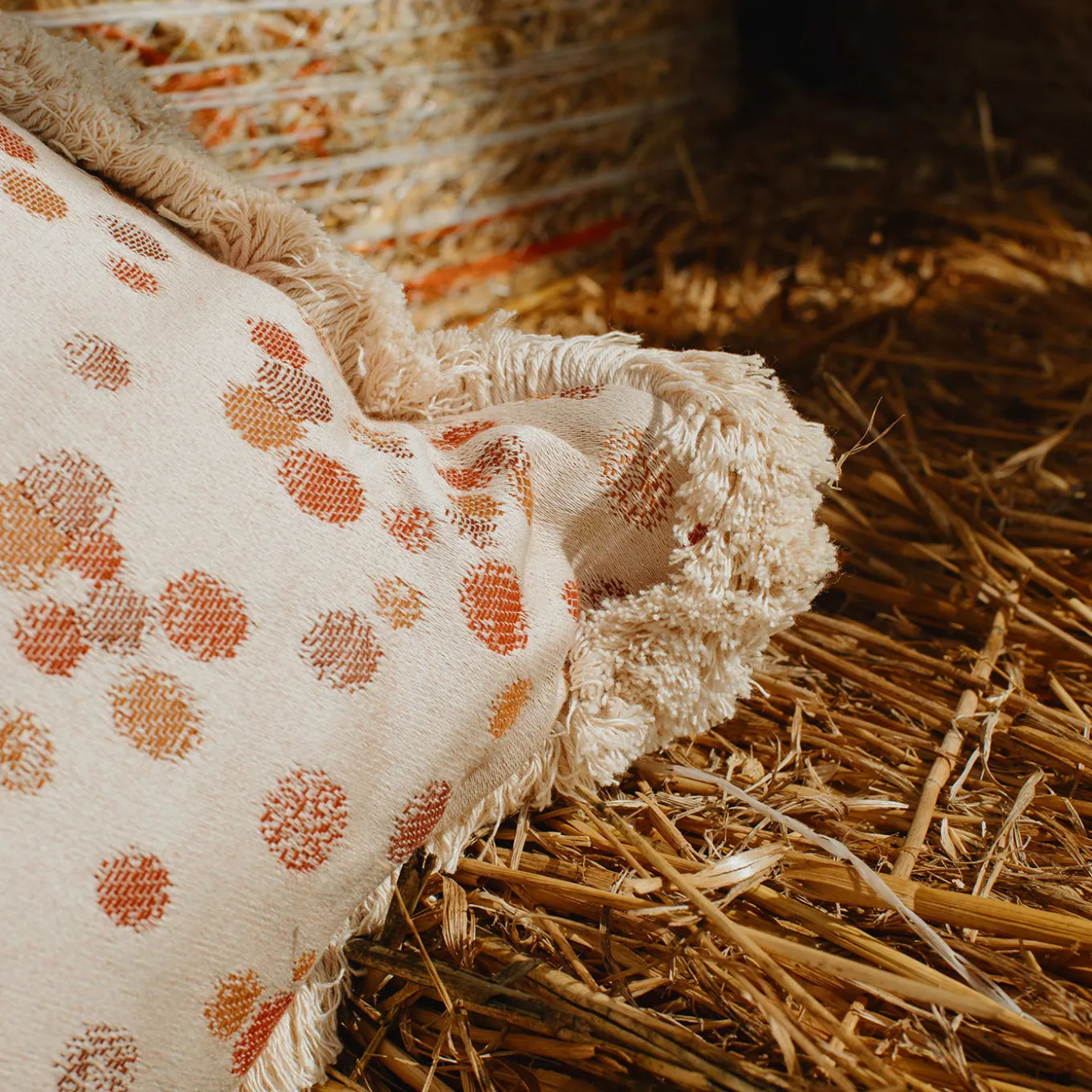 Large Caramel and Brown Fringed Cushion