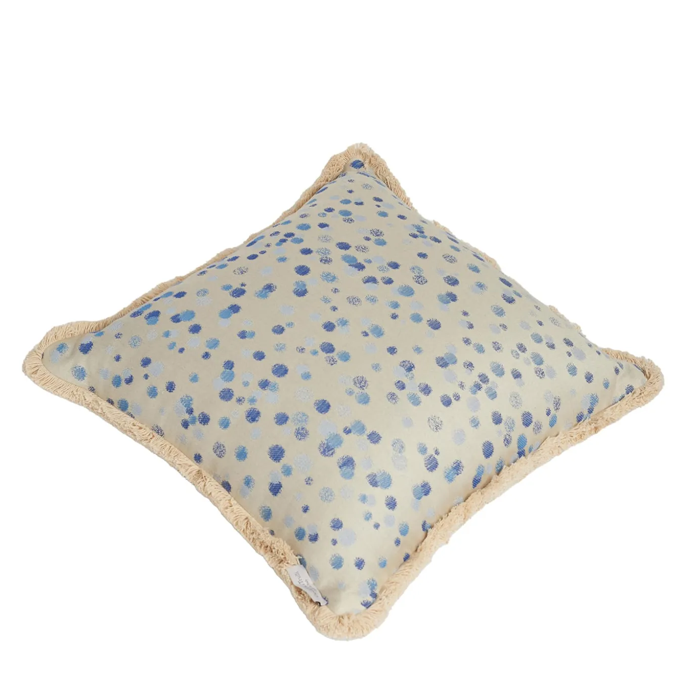 Large Celeste and Blue Fringed Cushion