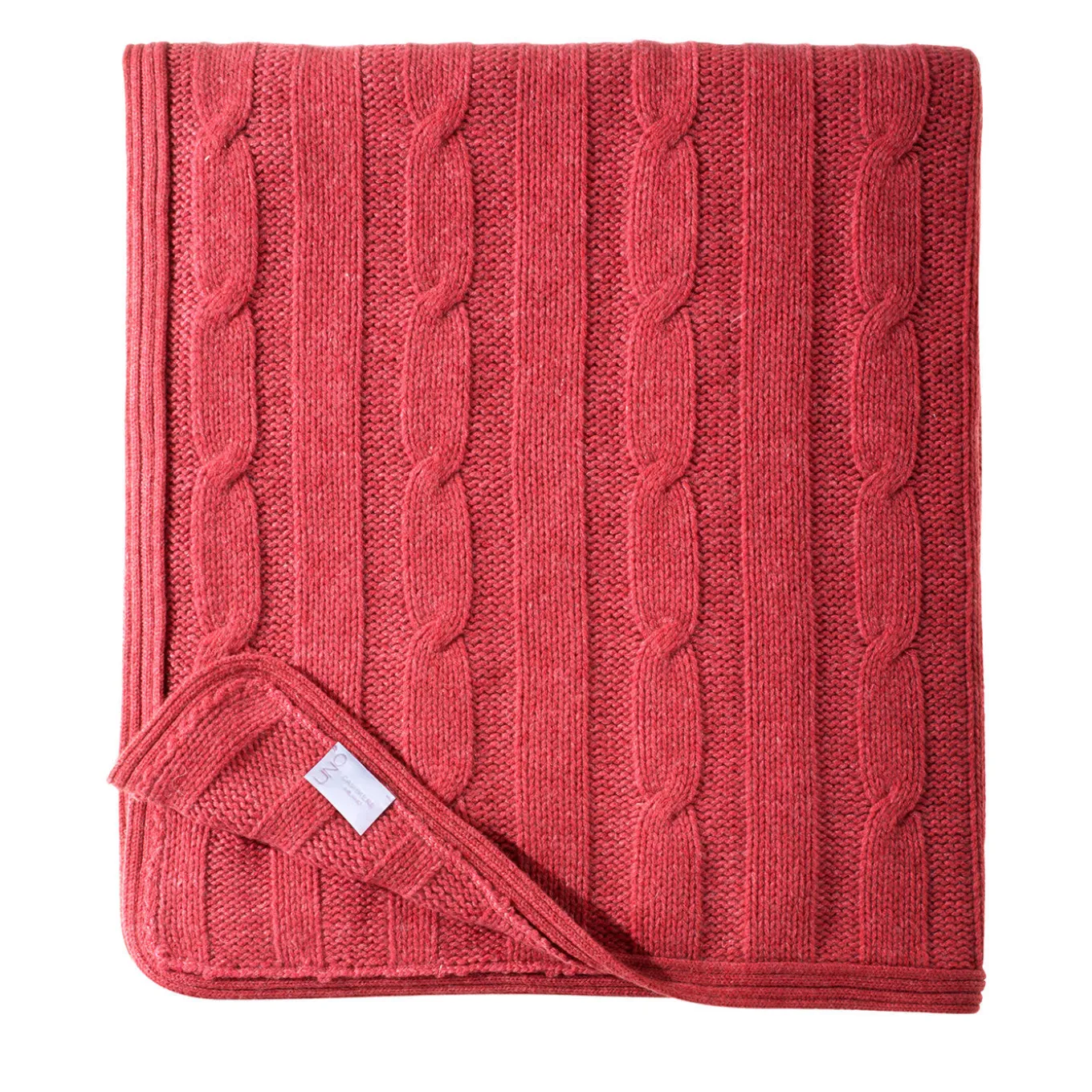 Large Coral Cable-Knit Cashmere Blanket