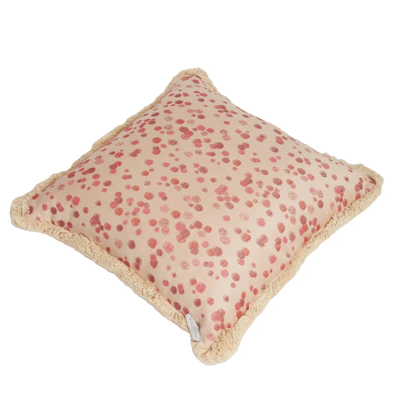 Large Fuchsia and Red Fringed Cushion