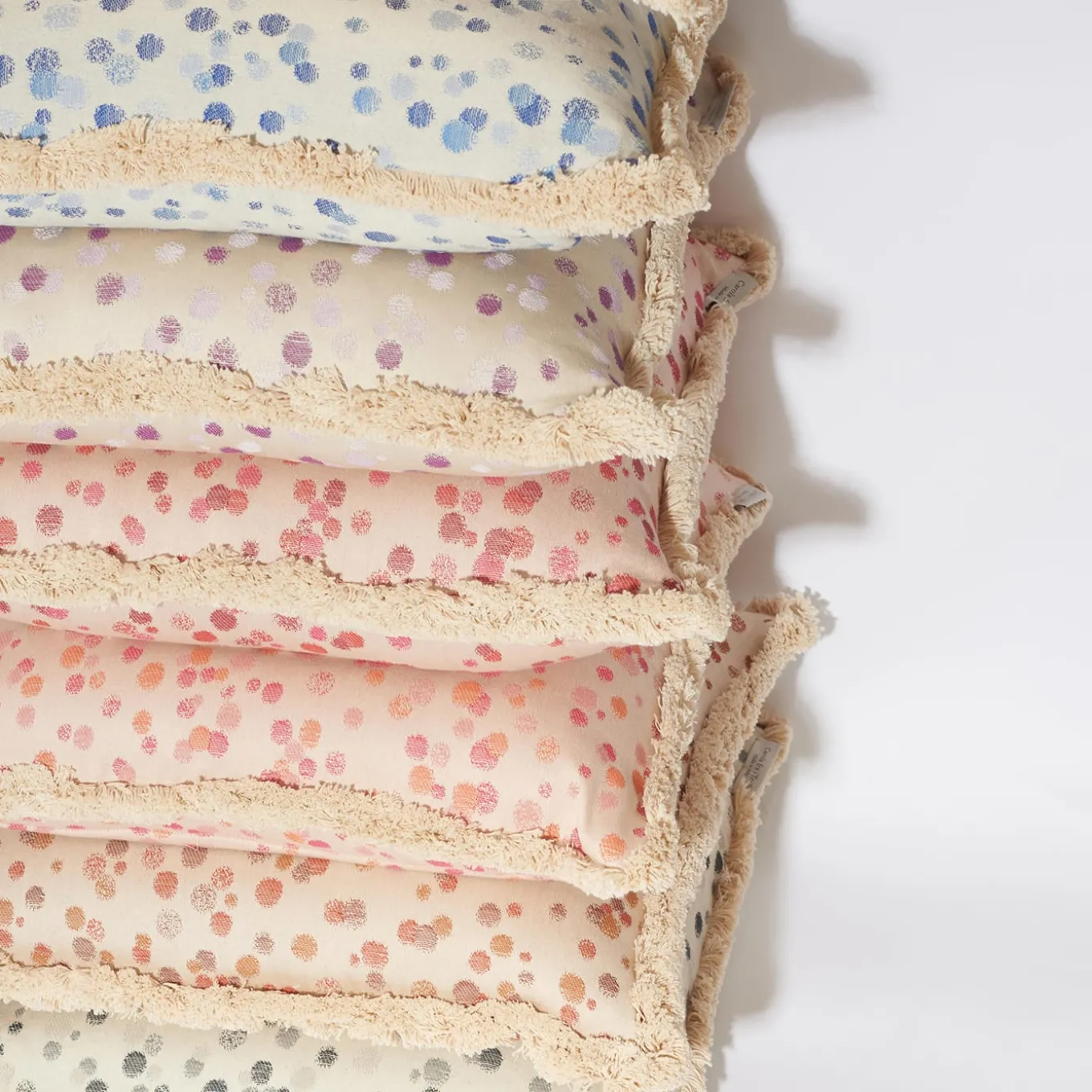 Large Fuchsia and Red Fringed Cushion