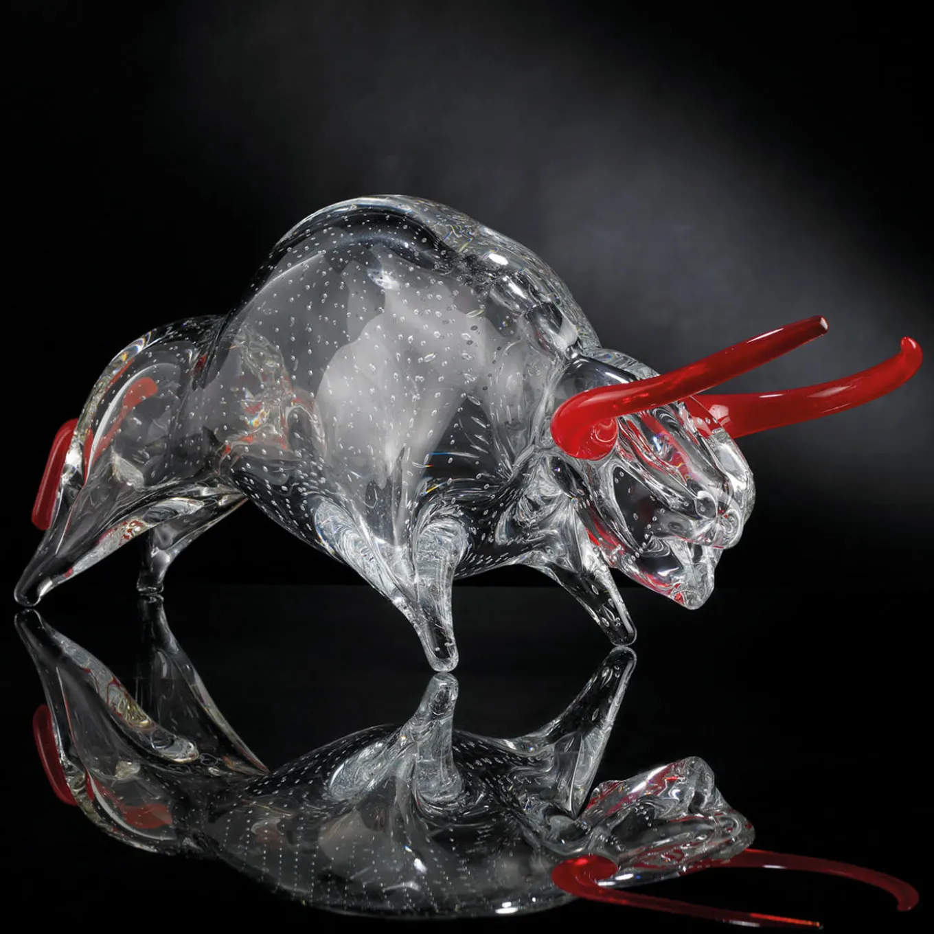 Large Glass Bull Figurine