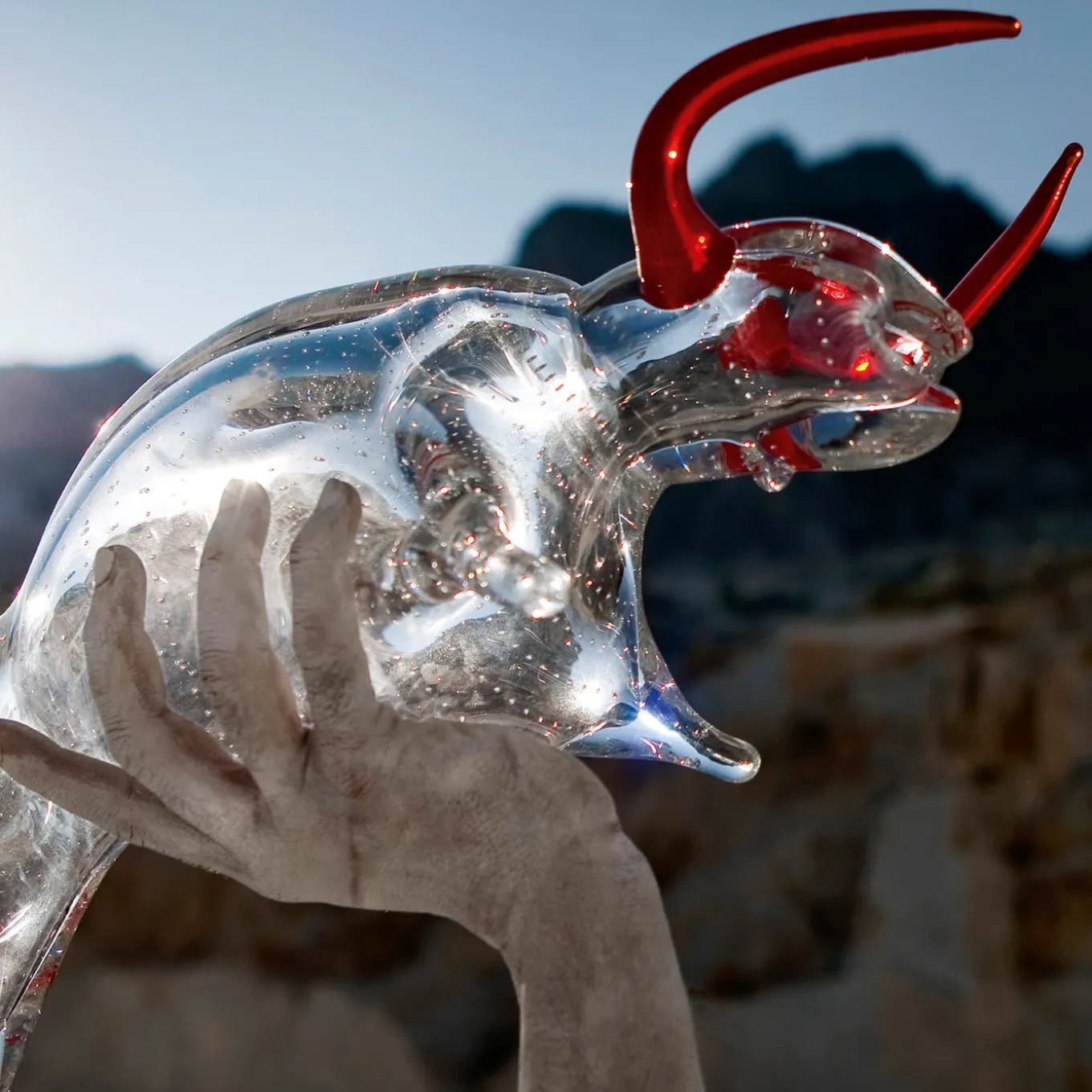 Large Glass Bull Figurine