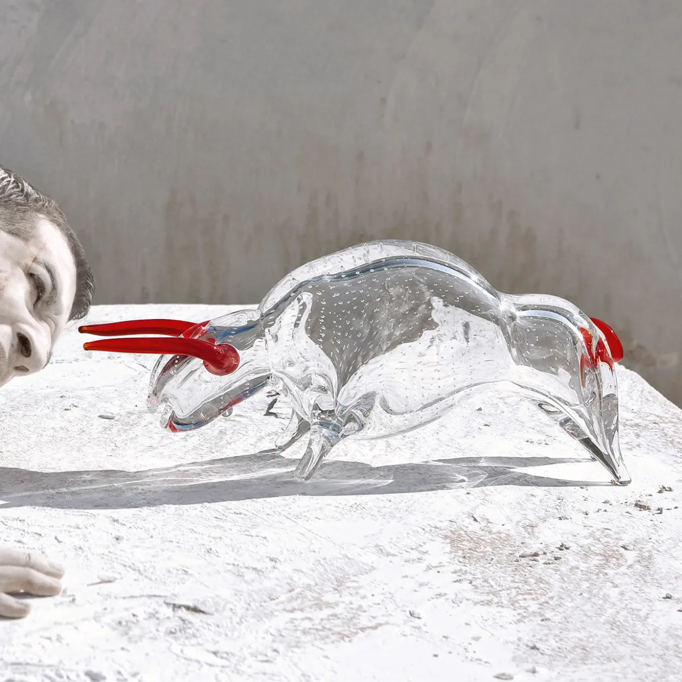 Large Glass Bull Figurine