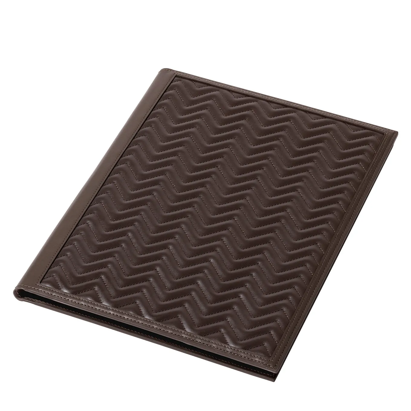 Large Herringbone Moka Brown Leather Notepad Holder