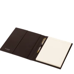 Large Herringbone Moka Brown Leather Notepad Holder