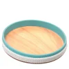 Large Round Turquoise & White Tray