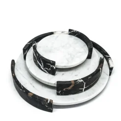 Large Round White Carrara Marble Tray by Jacopo Simonetti