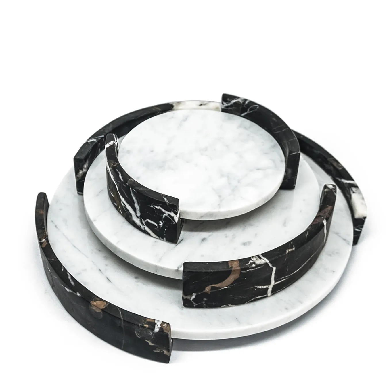 Large Round White Carrara Marble Tray by Jacopo Simonetti