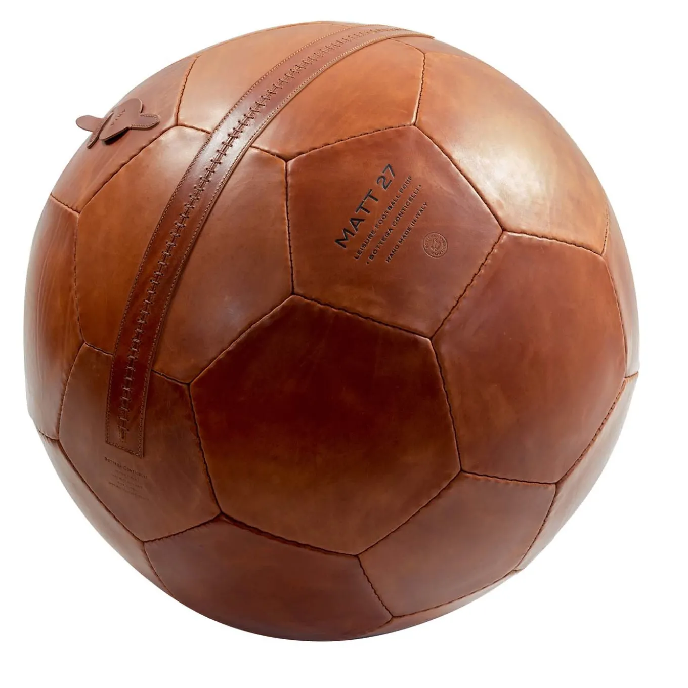 Large Soccer Ball Pouf Brown